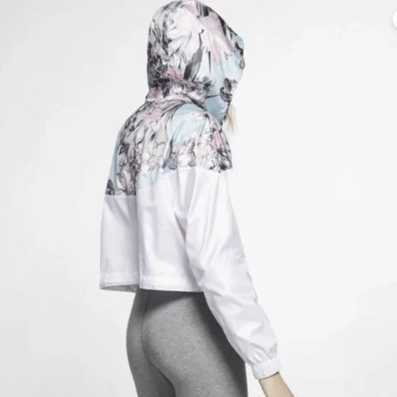 Nike Hyper Femme Windrunner Floral Accent Cropped Hooded Running Jacket Size L - Picture 16 of 16